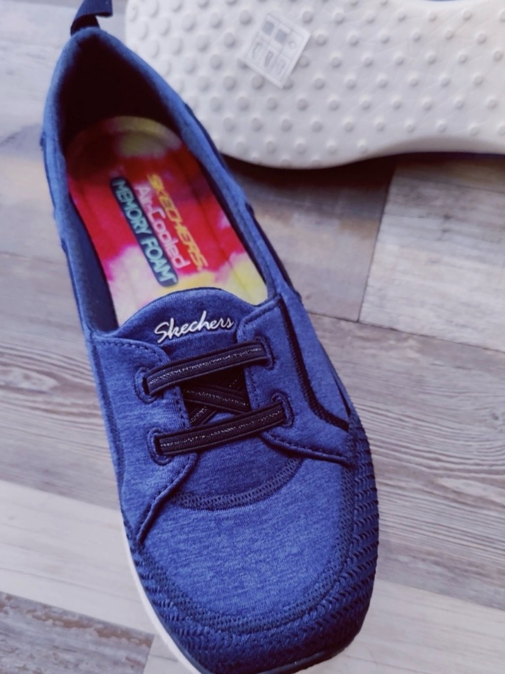 Skechers Blue Slip-On Casual Memory Foam Shoe